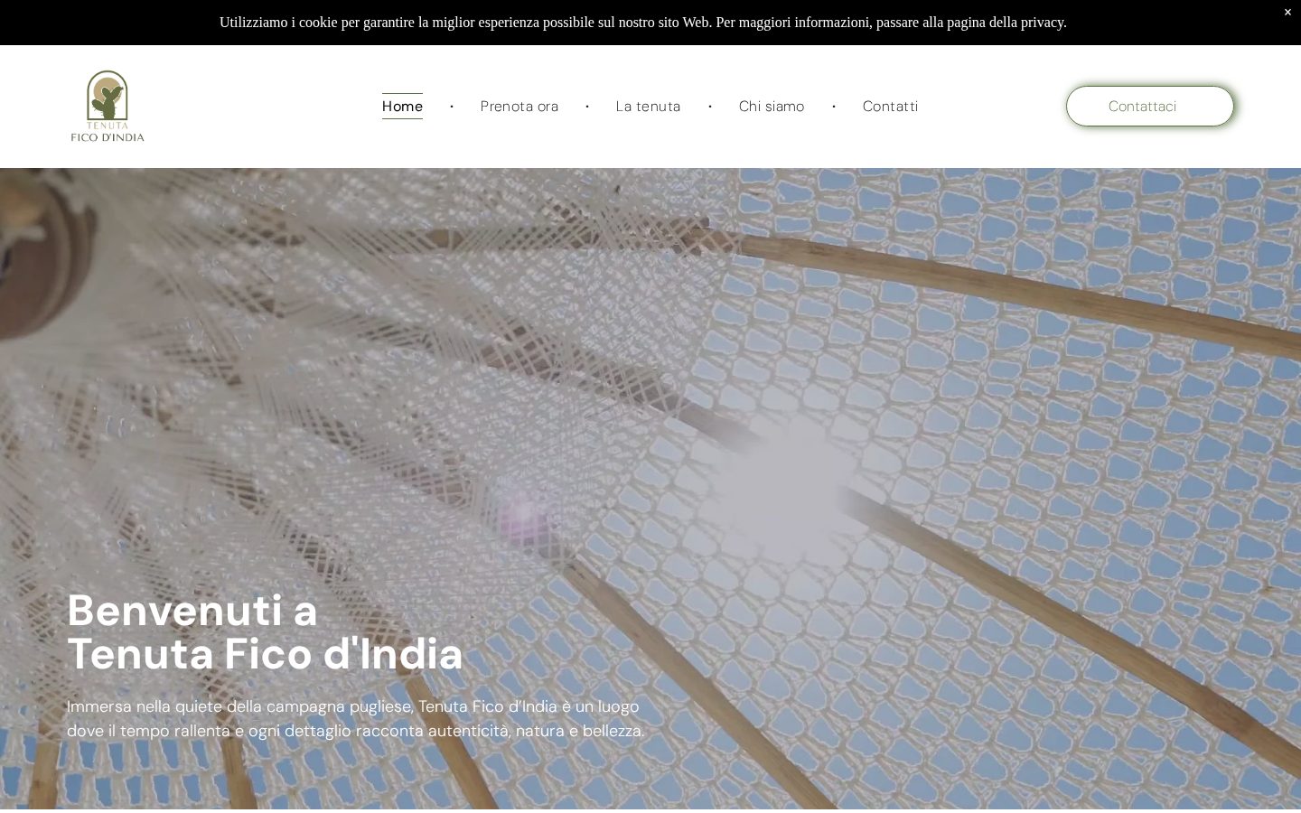 Schermata del sito web di Tenuta Fico d'India, Tenuta in campagna a Cisternino, Puglia